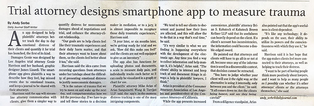 Damages Gennie mobile app in the Daily Journal