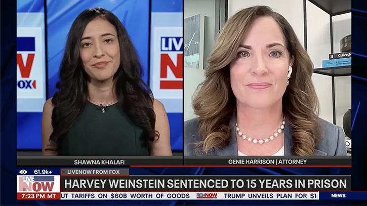 Screenshot Sexual harassment lawyer Genie Harrison comments on Harvey Weinstein sentencing